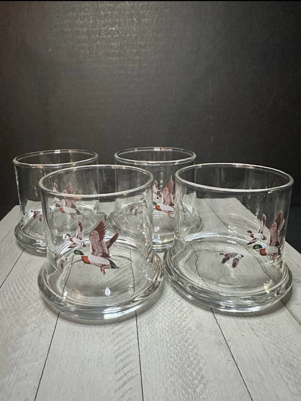 Vintage Avon 1981 Flying Mallard Duck Whiskey Glasses Set Of 4
